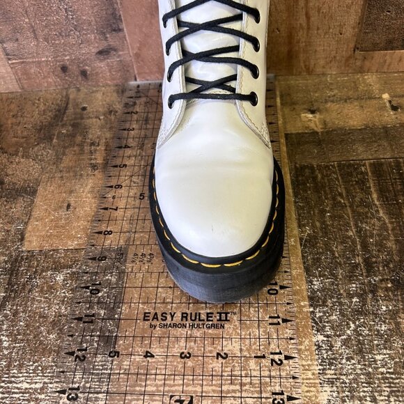 Dr. Martens Jadon Side Zip Patent Leather White Platform Combat Boots Womens 7 - Picture 4 of 12